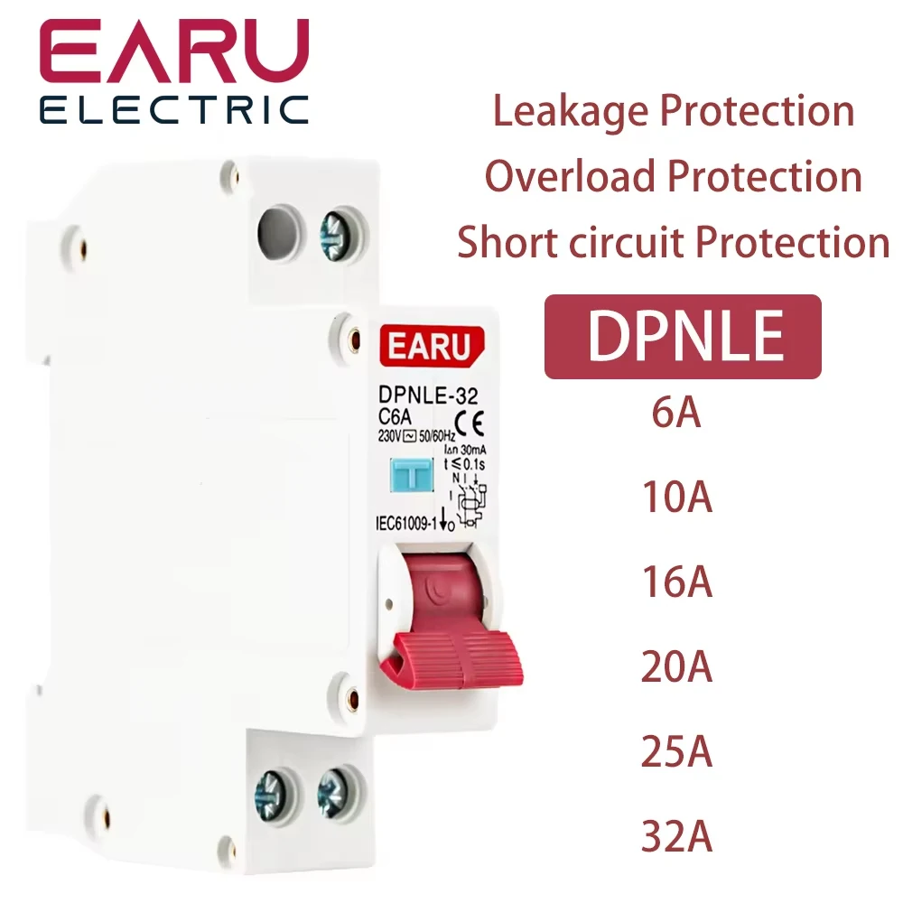 18MM Mini 230V 50/60Hz RCBO 1P+N 6KA Automatyczny wyłącznik różnicowy prądu różnicowego Zabezpieczenie przed wyciekiem prądu